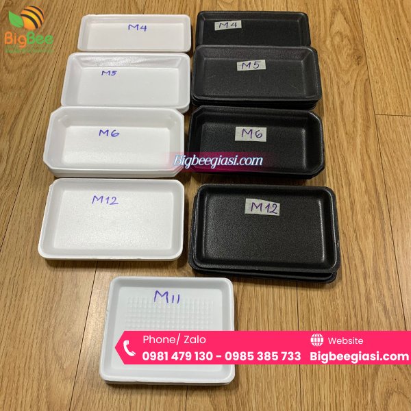 Một số kích cỡ trung của khay xốp Một số kích cỡ trung của khay xốp