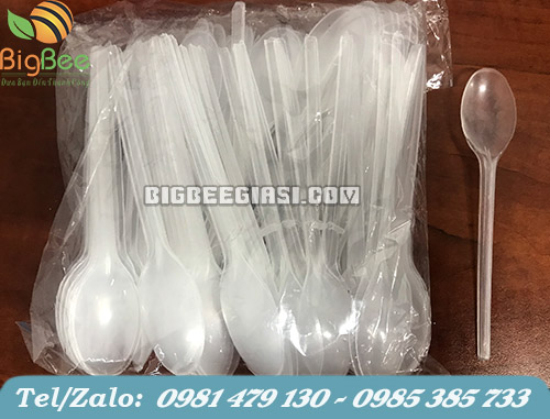 Muỗng nhựa trong đóng gói 1 bich/ 100cái Muỗng nhựa trong đóng gói 1 bich/ 100cái