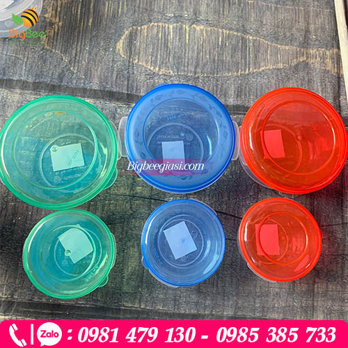 Bộ 3 Thố nhựa tròn có nắp đựng thực phẩm giá rẻ Bộ 3 Thố nhựa tròn có nắp đựng thực phẩm giá rẻ