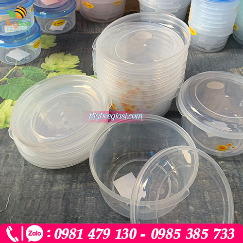 Thố nhựa tròn có nắp màu trắng đựng thực phẩm Thố nhựa tròn có nắp màu trắng đựng thực phẩm