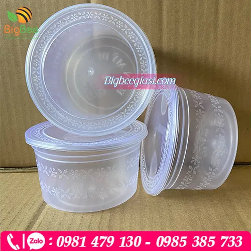 Hộp nhựa tròn 500ml vân cánh hoa