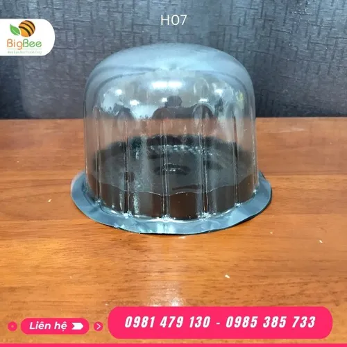HỘP ĐỰNG BÁNH BÔNG LAN TRÒN ĐẾ ĐEN NẮP TRONG H07