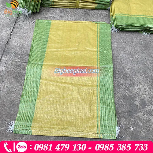Bao tải đựng gạo loại thường màu vàng sọc đựng 25kg