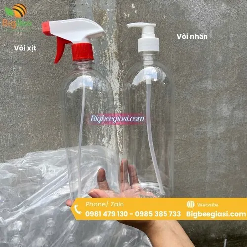 Vỏ chai nhựa đựng cồn có vòi xịt phun sương 1000ml
