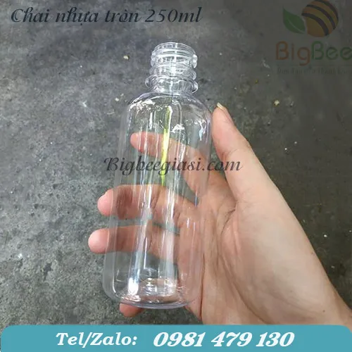 CHAI NHỰA TRÒN 250ML DÁNG ĐẸP ĐỰNG TRÀ SỮA