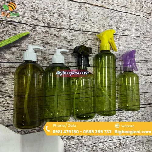 Chai Nhựa PET Xanh Đựng Mỹ Phẩm, Dầu Gội 50ml, 100ml...1000ml, Đủ Các Loại Nắp