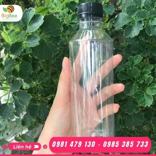 CHAI NHỰA TRÒN 350ML NẮP ĐEN