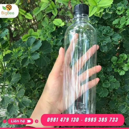 CHAI NHỰA TRÒN 500ML, DÁNG CHAI CAO, CỔ NHỎ, NẮP ĐEN