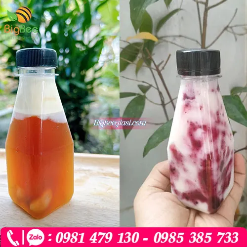 Chai nhựa pet vuông vát 150ml cổ rộng 2,8cm đựng nước chấm, nước sốt