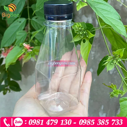 Chai nhựa pet vuông vát 150ml cổ rộng 2,8cm đựng nước chấm, nước sốt