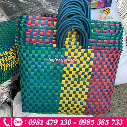 Giỏ xách đan dây nhựa quai xách đôi bền, đẹp, rẻ