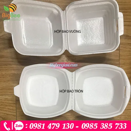 Hộp xốp đựng bánh bao, xôi nhỏ, bắp xào, há cảo