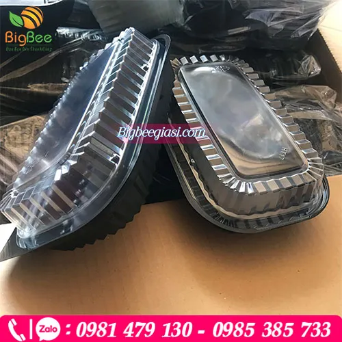 Hộp nhựa HT17 đế đen nắp trong đựng cơm, sushi, trái cây