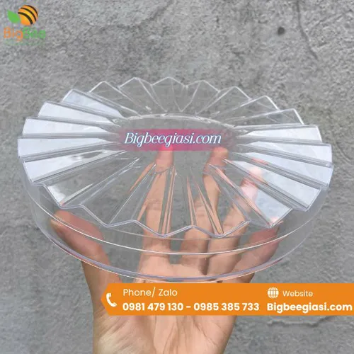 Hộp mica tròn nắp mặt trời T.1375-2 trong suốt đựng bánh kẹo, mứt, quà tết