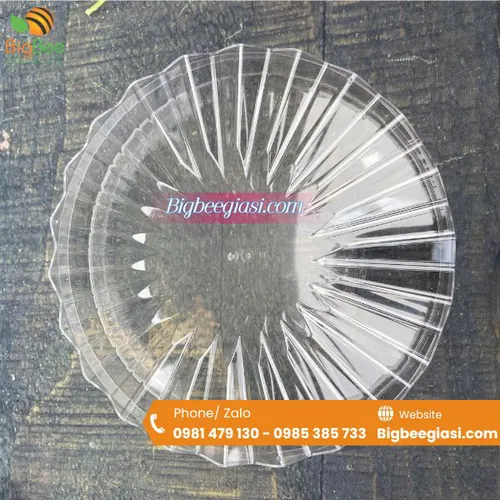 Hộp mica tròn nắp mặt trời T.1375-2 trong suốt đựng bánh kẹo, mứt, quà tết