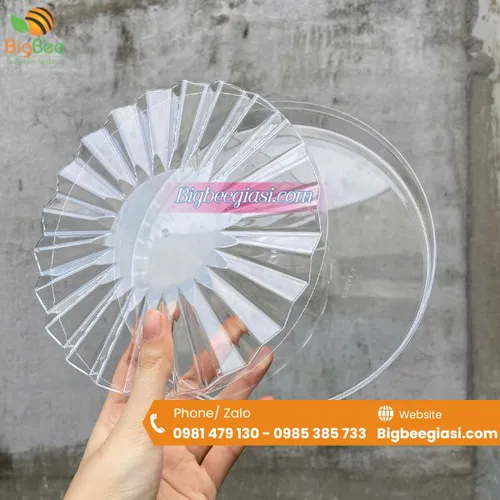 Hộp mica tròn nắp mặt trời T.1375-2 trong suốt đựng bánh kẹo, mứt, quà tết