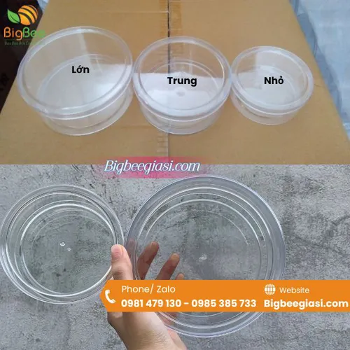 Hộp mica tròn trong suốt đựng hạt điều, yến sào (Nhỏ - Trung - Lớn)