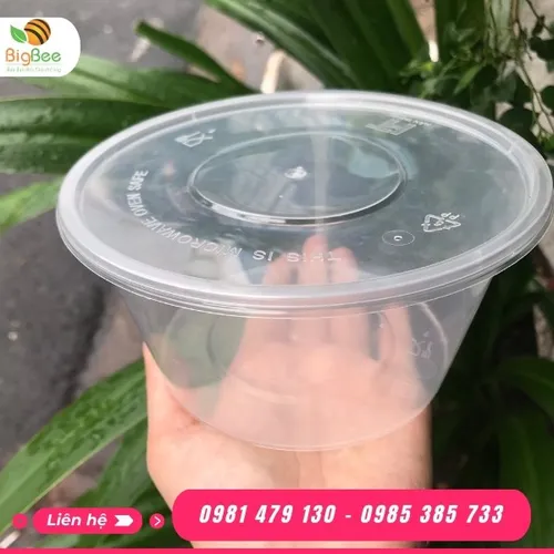 HỘP NHỰA TRÒN PP CÓ NẮP 750ML MÀU TRẮNG