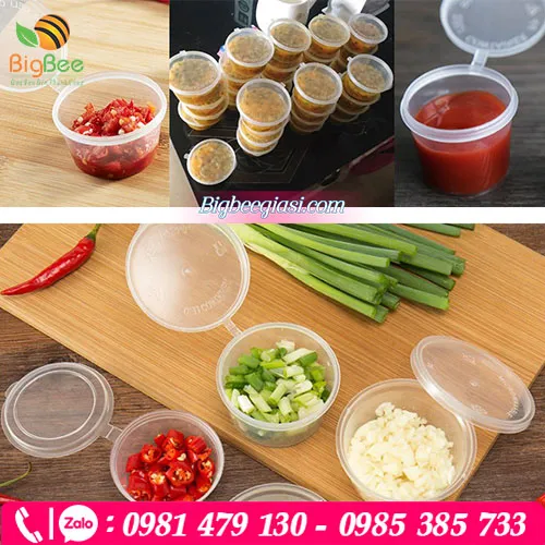 Hũ nhựa nắp liền đựng sốt 1oz, 2oz, 3oz, 4oz