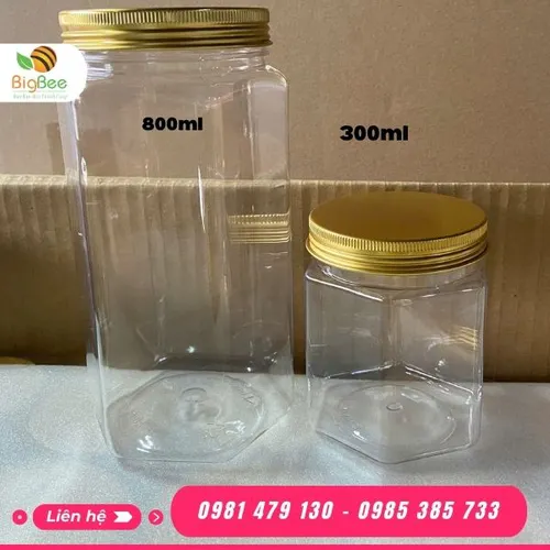Hũ nhựa pet lục giác 300ml – 800ml