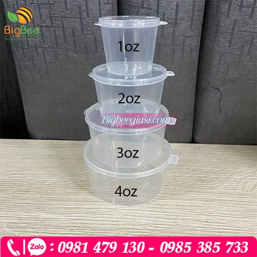 Hũ nhựa nắp liền đựng sốt 1oz, 2oz, 3oz, 4oz