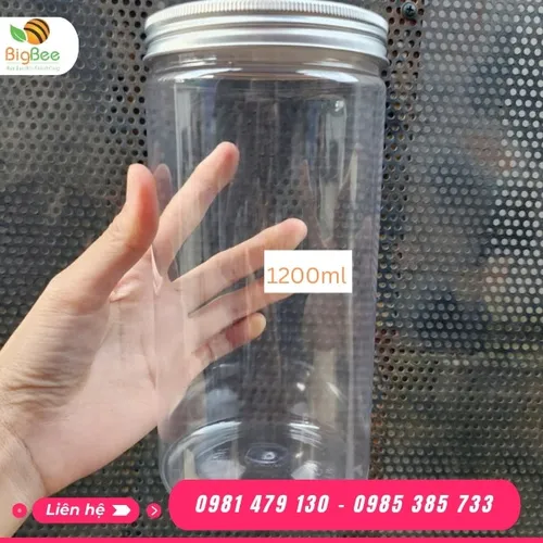 HŨ NHỰA NẮP NHÔM 1200ML