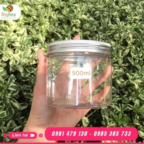 HŨ NHỰA PET NẮP NHÔM 500ML