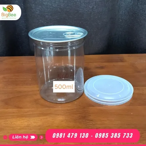 HŨ PET ĐỰNG THỰC PHẨM NẮP NHÔM XÉ 500ML