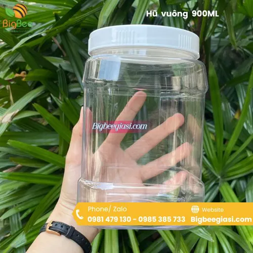 Hũ Nhựa Vuông Nắp Nhựa – Hũ pet vuông trong đủ kích thước