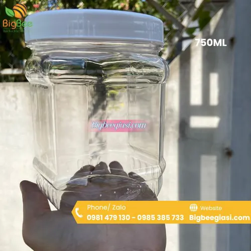 Hũ Nhựa Vuông Nắp Nhựa – Hũ pet vuông trong đủ kích thước