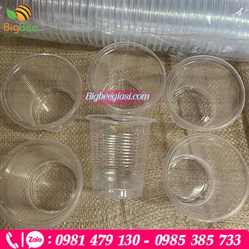 Ly nhựa PP sọc 220ml - 75 có nắp