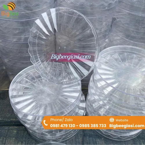 Hộp mica tròn nắp mặt trời T.1375-2 trong suốt đựng bánh kẹo, mứt, quà tết