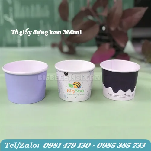 TÔ GIẤY 360ML (12OZ) - TÔ ĐỰNG KEM KÈM NẮP