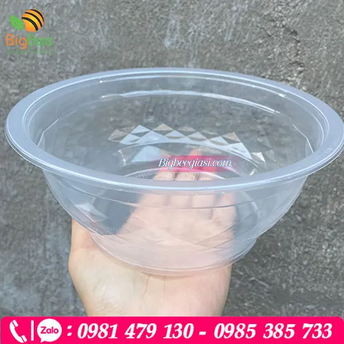 Tô PP kim cương trắng trong/ trắng sữu có nắp đậy 1000ml