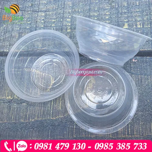 Tô PP kim cương trắng trong/ trắng sữu có nắp đậy 1000ml
