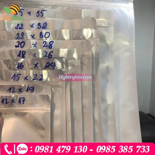 Túi zipper đáy đứng 2 mặt bạc.