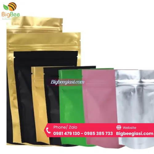 Túi zipper nhôm đáy đứng đủ màu, đa dạng kích thước giá rẻ tại HCM