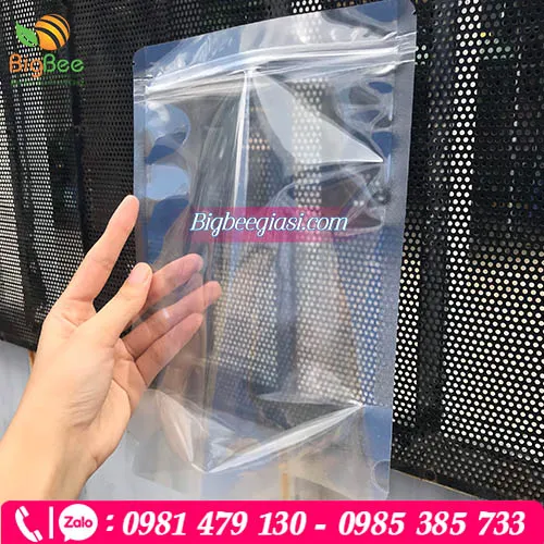 Túi zip trong suốt 2 mặt đáy đứng