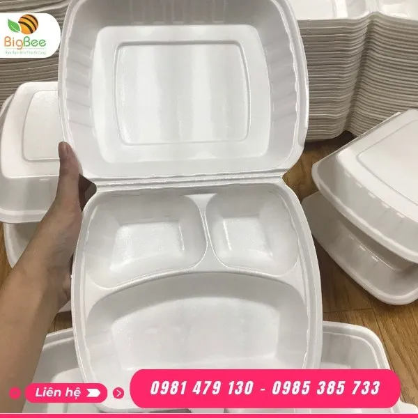 HỘP XỐP ĐỰNG CƠM 3 NGĂN VUÔNG