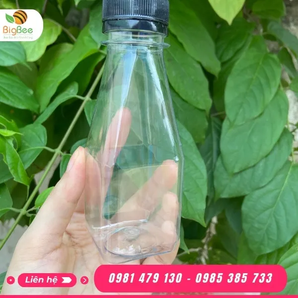 Chai nhựa pet vuông vát 150ml cổ rộng 2,8cm đựng nước chấm, nước sốt