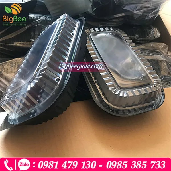 Hộp nhựa HT17 đế đen nắp trong đựng cơm, sushi, trái cây