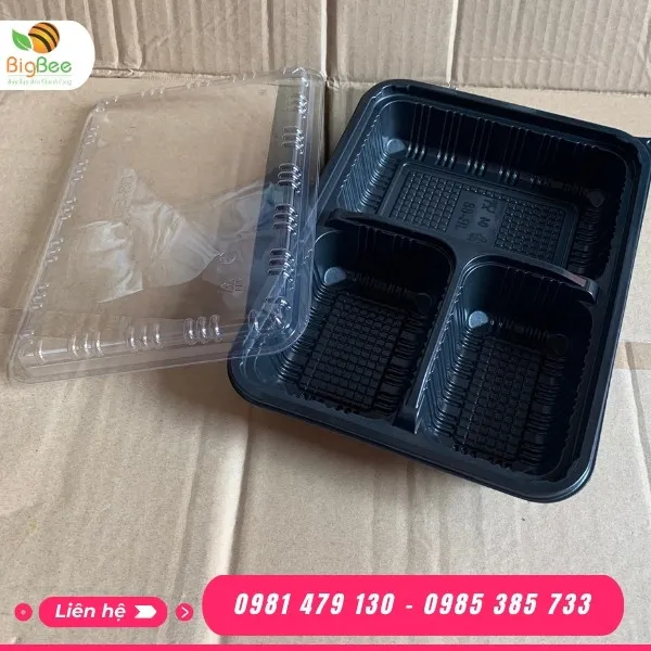 HỘP NHỰA ĐỰNG CƠM 3 NGĂN - KT 200x50x180mm