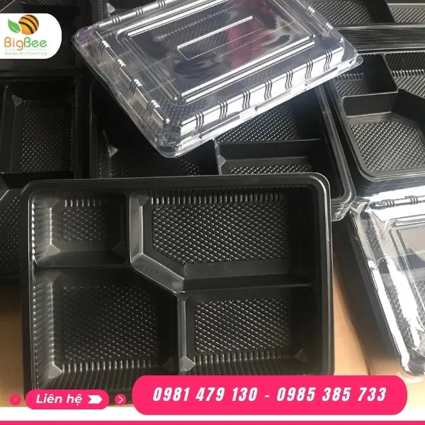 HỘP NHỰA ĐỰNG CƠM 4 NGĂN HT25- KT 260*40*180mm