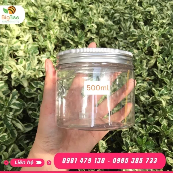 HŨ NHỰA PET NẮP NHÔM 500ML