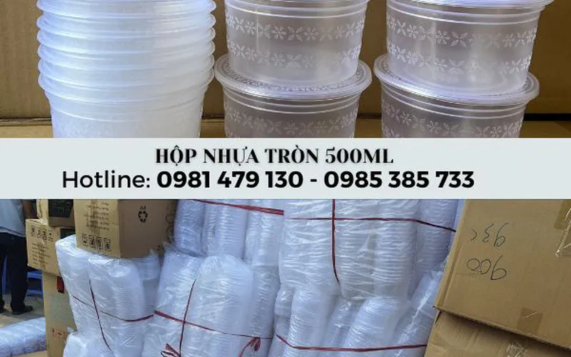 Hộp nhựa tròn có nắp 500ml đựng cháo dày đẹp, giá sỉ tại TP.HCM