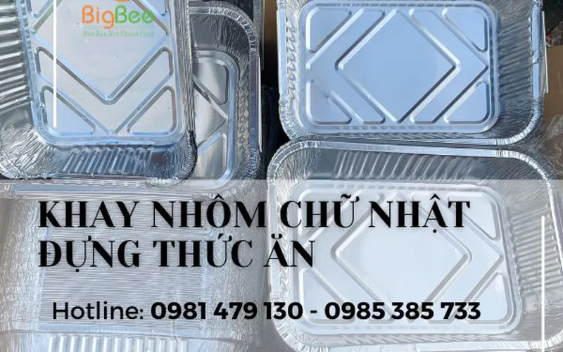 Khay bạc hình chữ nhật đựng thức ăn có đủ size kèm nắp giá rẻ nhất