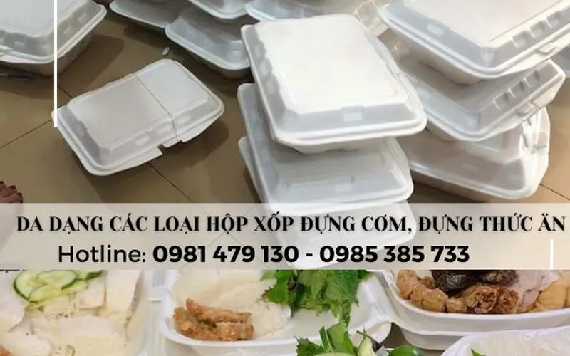 Cung cấp Hộp xốp đựng cơm, đựng thức ăn đầy đủ mẫu mã TpHCM