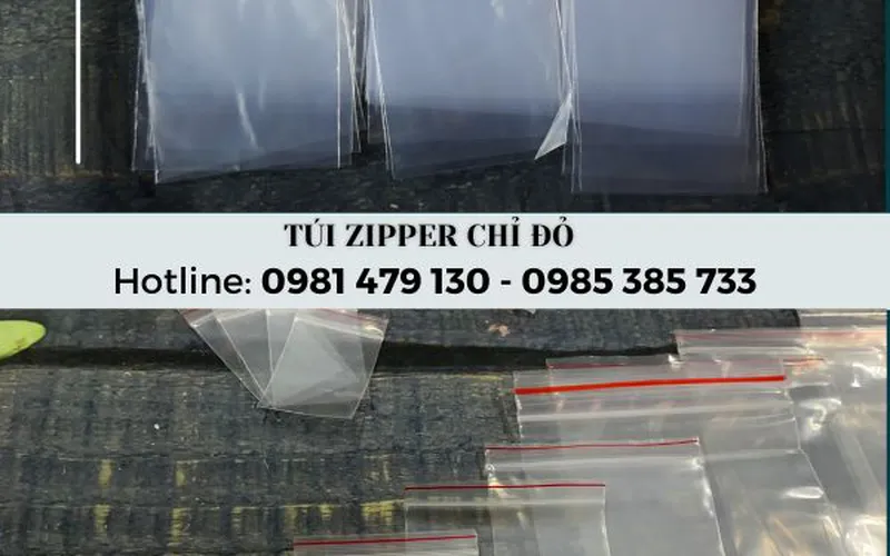 Túi Zipper Chỉ Đỏ – Đủ Kích Thước, Giá Xưởng Siêu Tốt