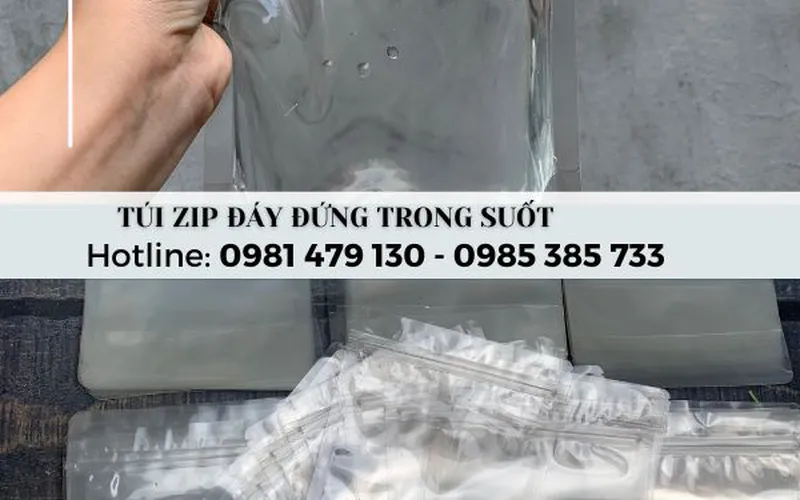 Xưởng cung cấp túi Zipper đáy đứng 2 mặt trong suốt giá sỉ, đầy đủ kích thước