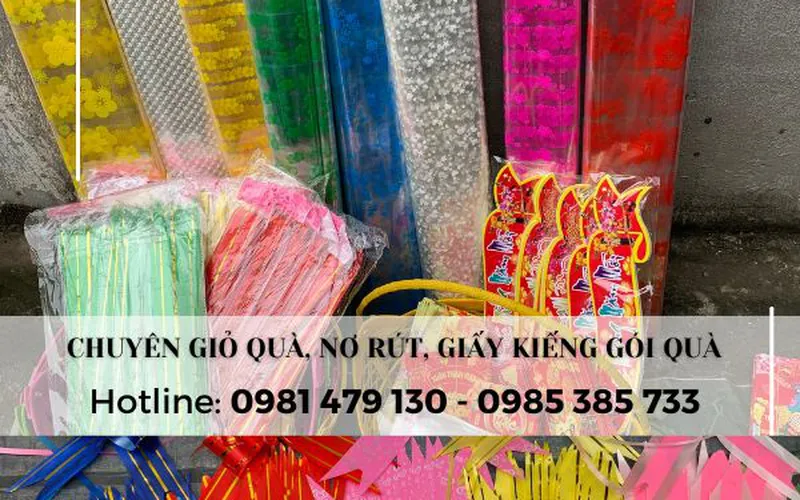 Mua giấy bóng kiếng, giỏ quà nhựa, nơ rút trang trí xịn, đẹp, rẻ